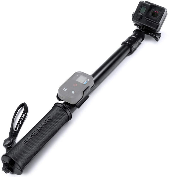 (Refurbished) - Waterproof Extension Pole (Selfie Stick) - with Remote Clip (Mount) - SANDMARC Pole - Black Edition: 17-40”